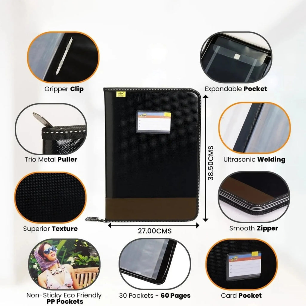Black & Brown Urban Dutone XL Case, Size-B4, of 40 Transparent Leaf - Premium File Folder Organizer