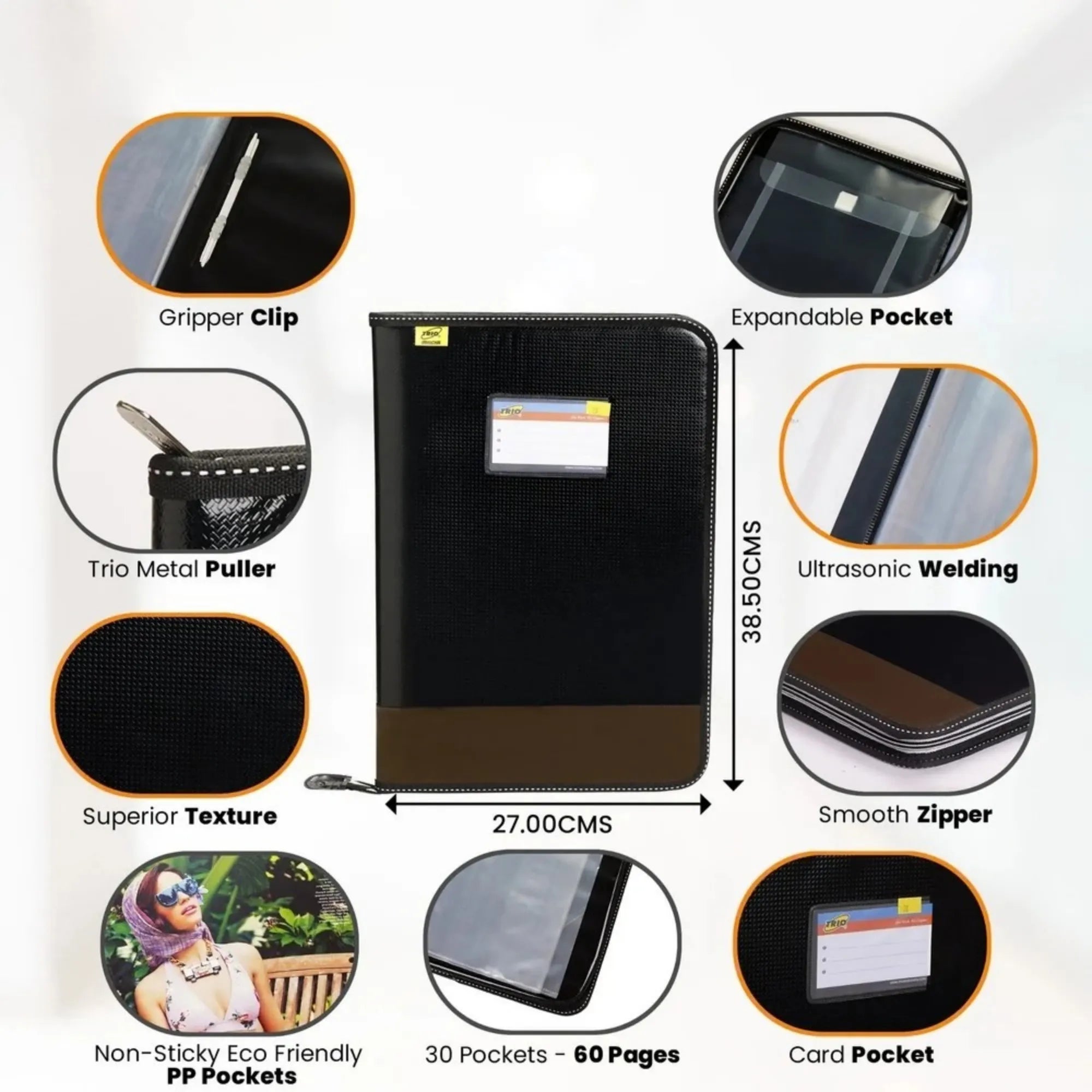 Black & Brown Urban Dutone XL Case, Size-B4, of 40 Transparent Leaf - Premium File Folder Organizer
