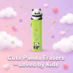 3 Pcs Baby Panda Push and Pull Rubber | Cute Electric Eraser for Kids | Stationery Set