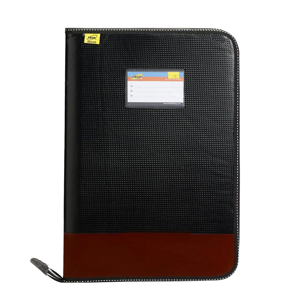 Black & Red Leather Urban Duotone XL Case - B4 Size, 40 Transparent Leaves | Document Organizer File