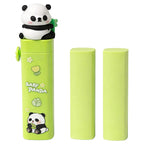 3 Pcs Baby Panda Push and Pull Rubber | Cute Electric Eraser for Kids | Stationery Set