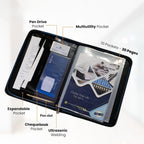 Black & Red Leather Urban Duotone XL Case - B4 Size, 40 Transparent Leaves | Document Organizer File