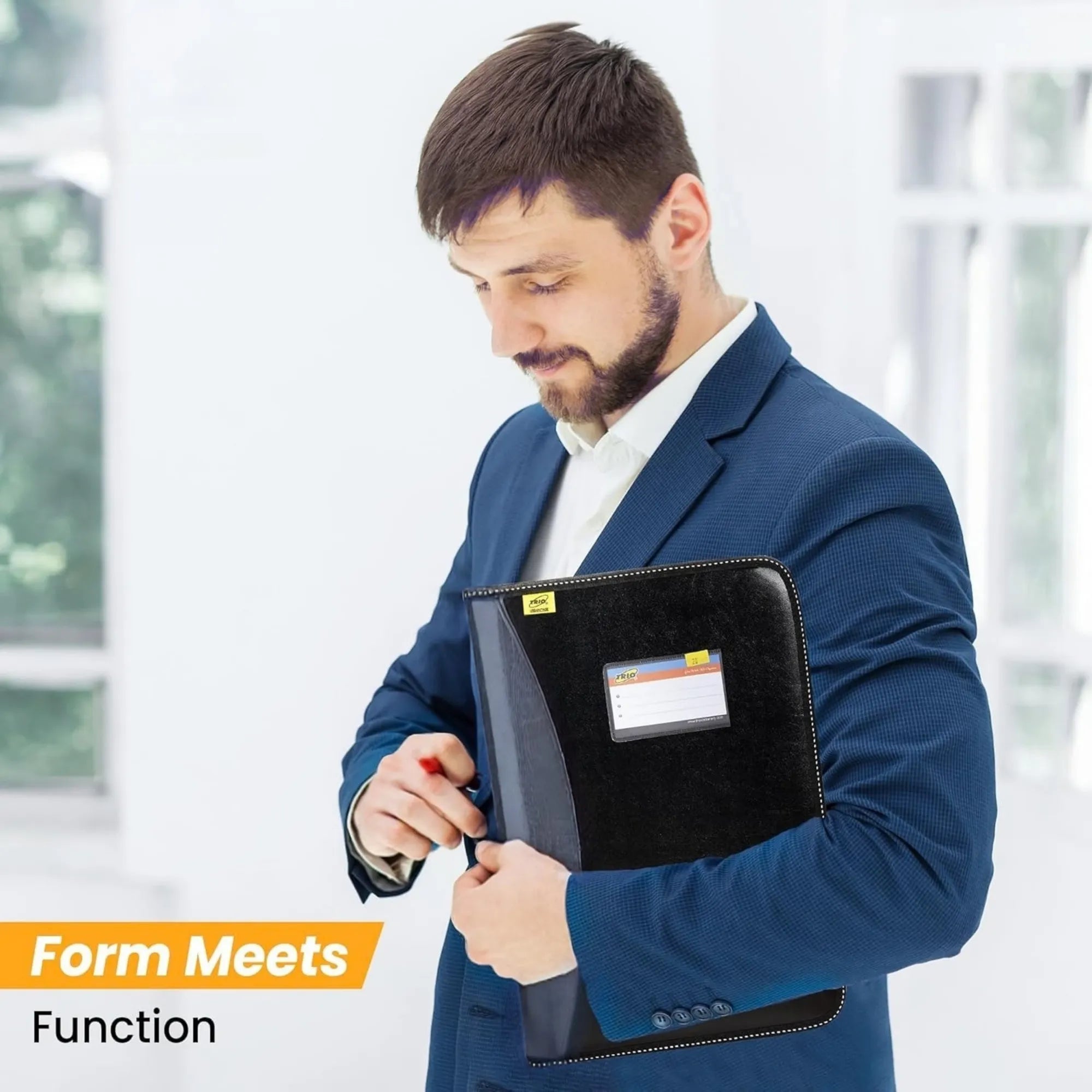 Black & Grey Urban Portfolio Case - F/C Size, 40 Transparent Leaf Triangle Design Side Main image