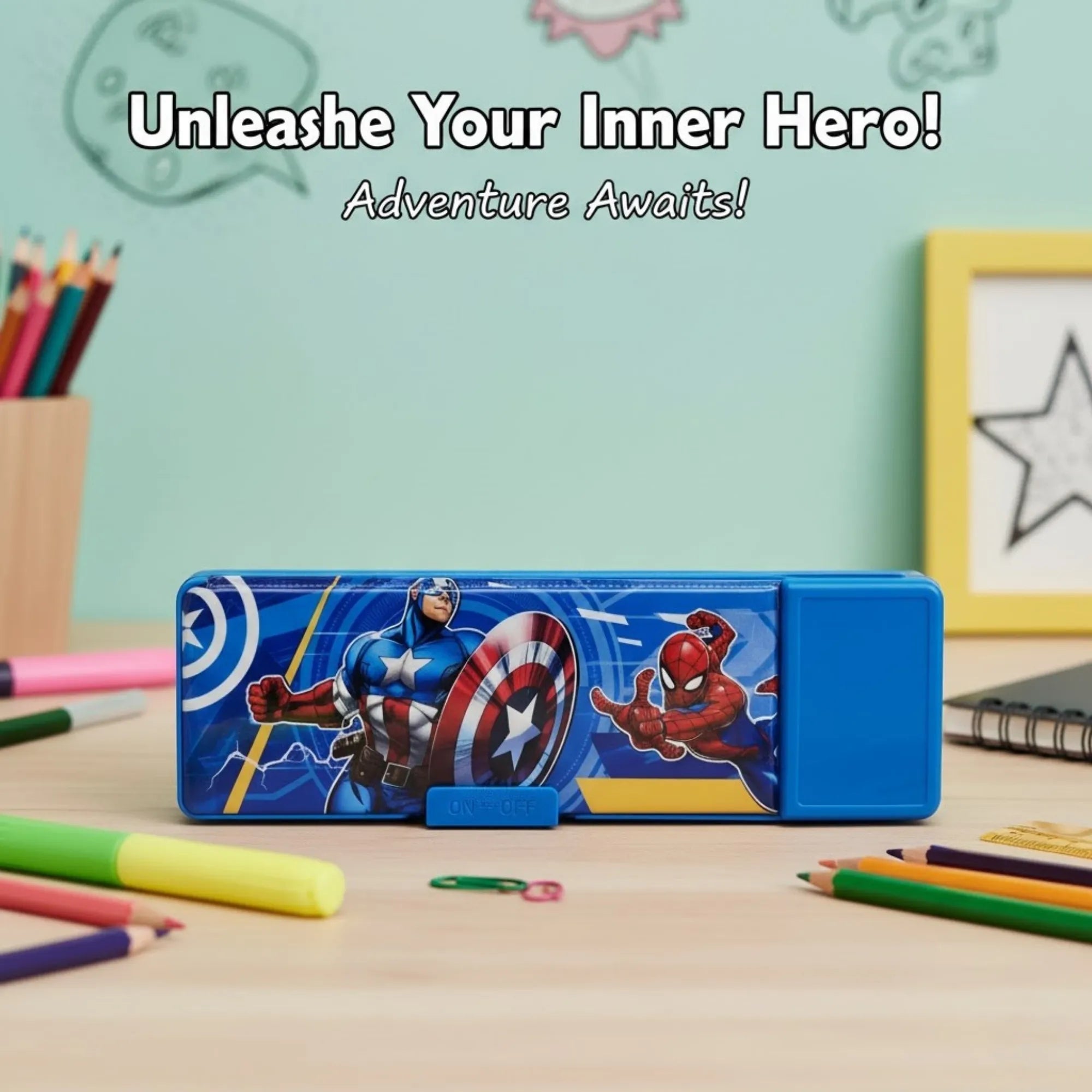 Avengers Geometry Box - Magnetic Lock Pencil Case for Kids | School Stationery Storage Box Secondary image