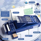 Sky Travel Geometry Box | School Stationery Storage Box for Kids | Magnetic Pencil Box with Lock