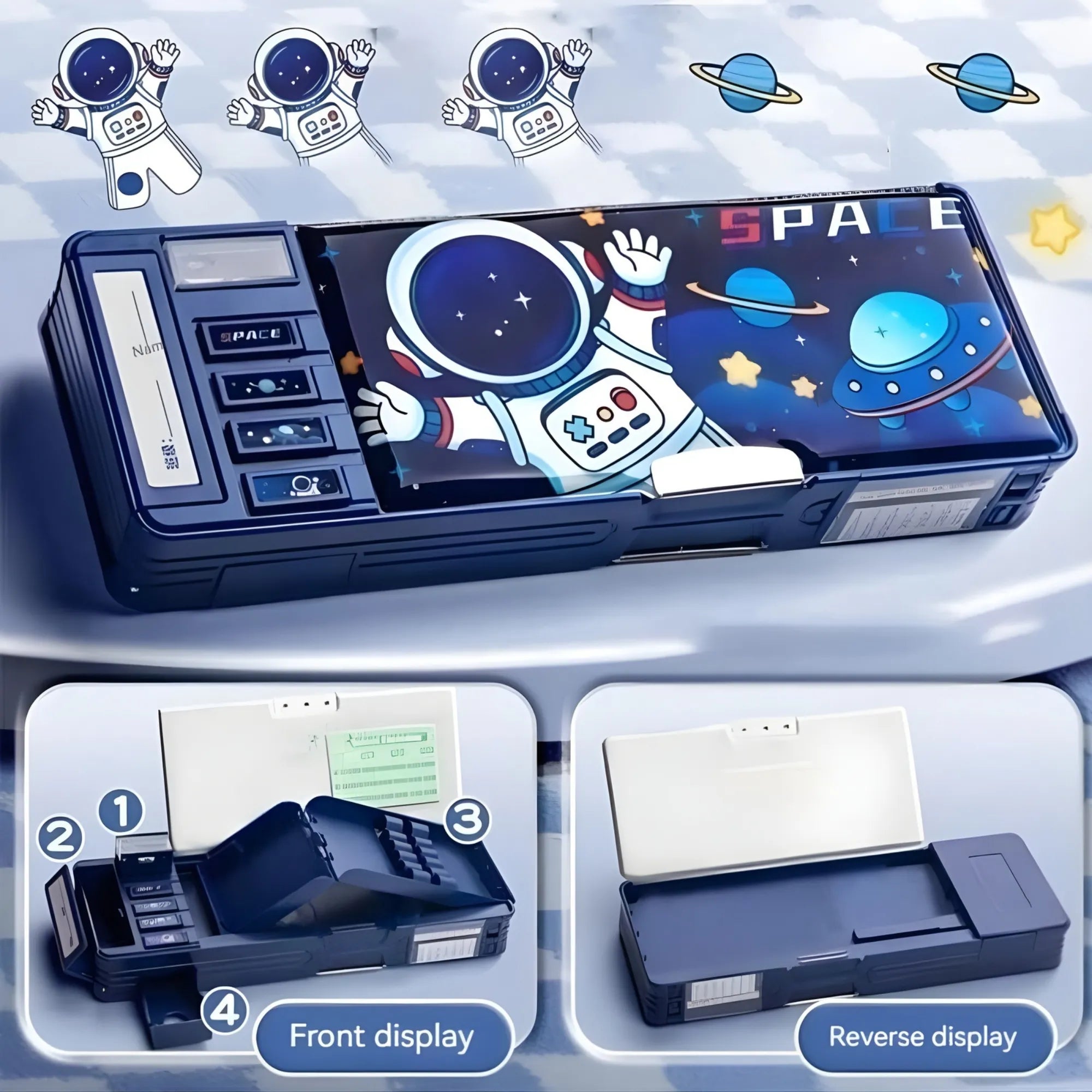 Space Geometry Box - Magnetic Pencil Case with Lock for Kids | School Stationery Storage