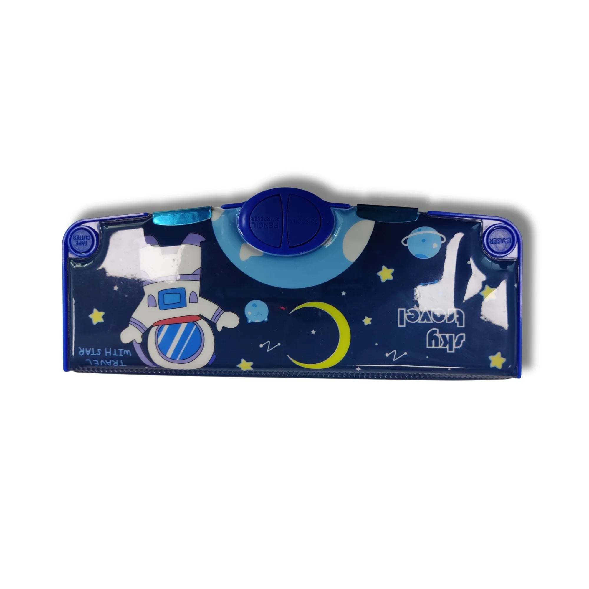 Sky Travel Geometry Box | School Stationery Storage Box for Kids | Magnetic Pencil Box with Lock Main image