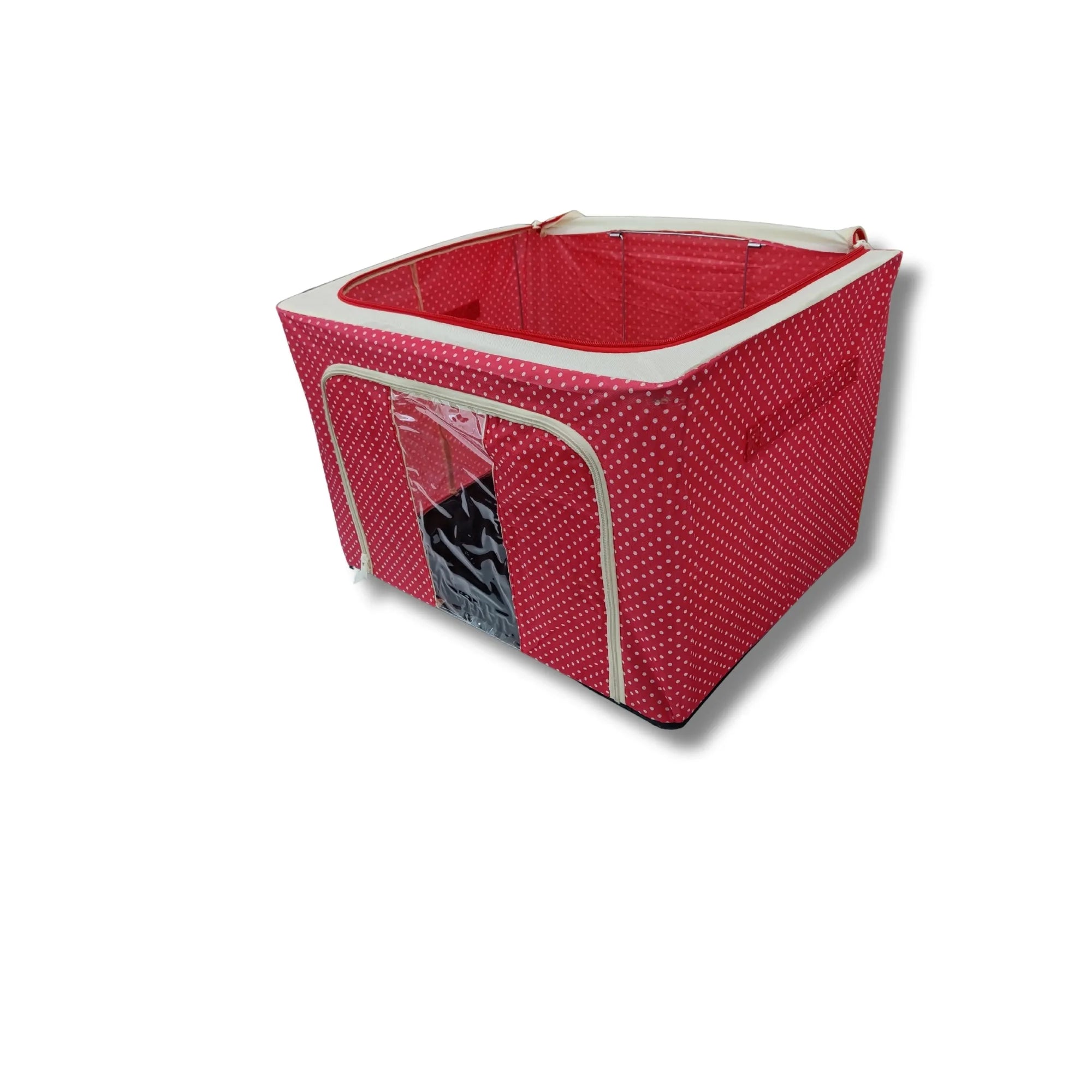 Cherry Print Cloth Organiser - Foldable Storage Box & Wardrobe Organizer for Sarees, Clothes, Bedsheets