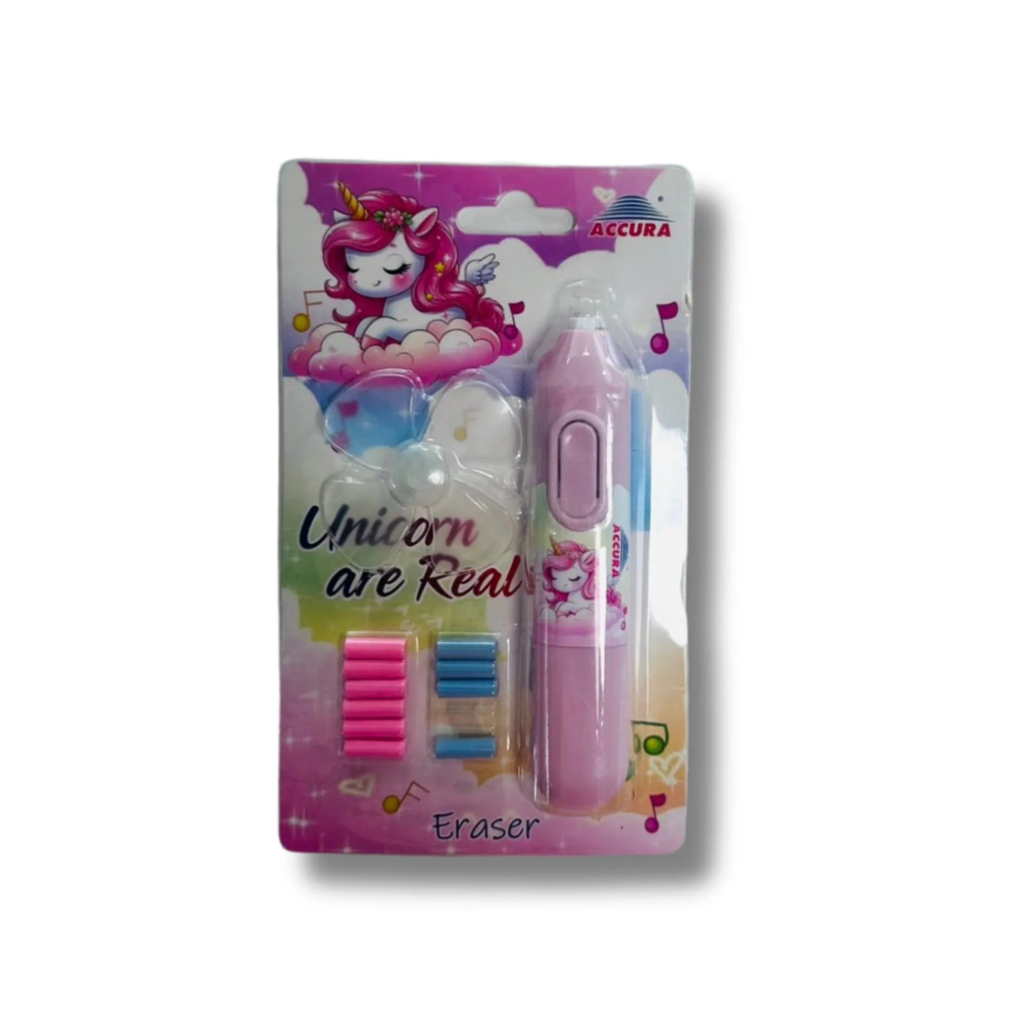 Accura Unicorn Are Real Eraser - Cute Stationery Set, Electric Eraser for Kids, Fancy Retractable Eraser for Sketching & Drawing