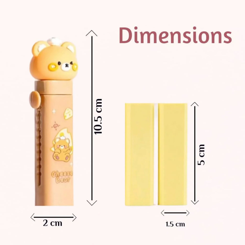 JC 2 Pcs Cute Bear Push and Pull Eraser