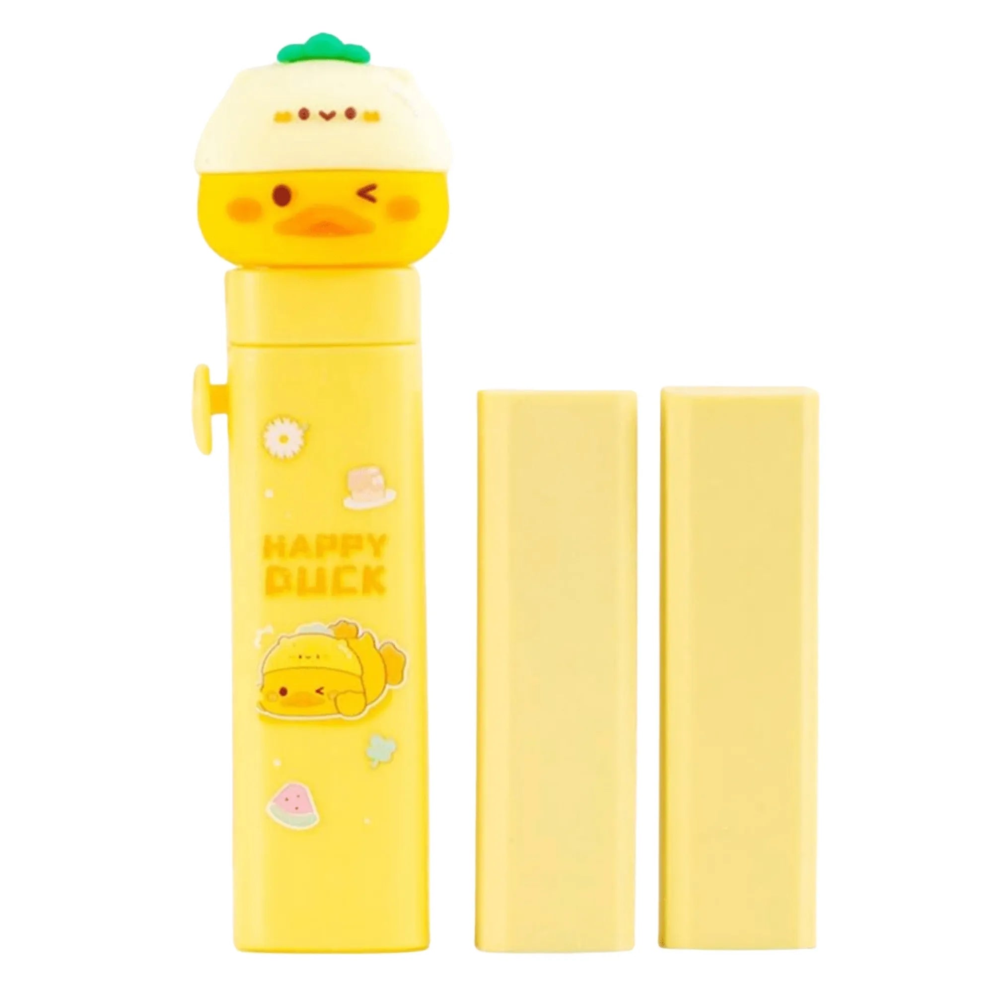 JC 2 pcs Happy Duck Push and Pull Eraser for Kids - Cute Pencil Eraser Set - Electric Eraser - Magic Eraser - Panda Eraser Stationery Main image