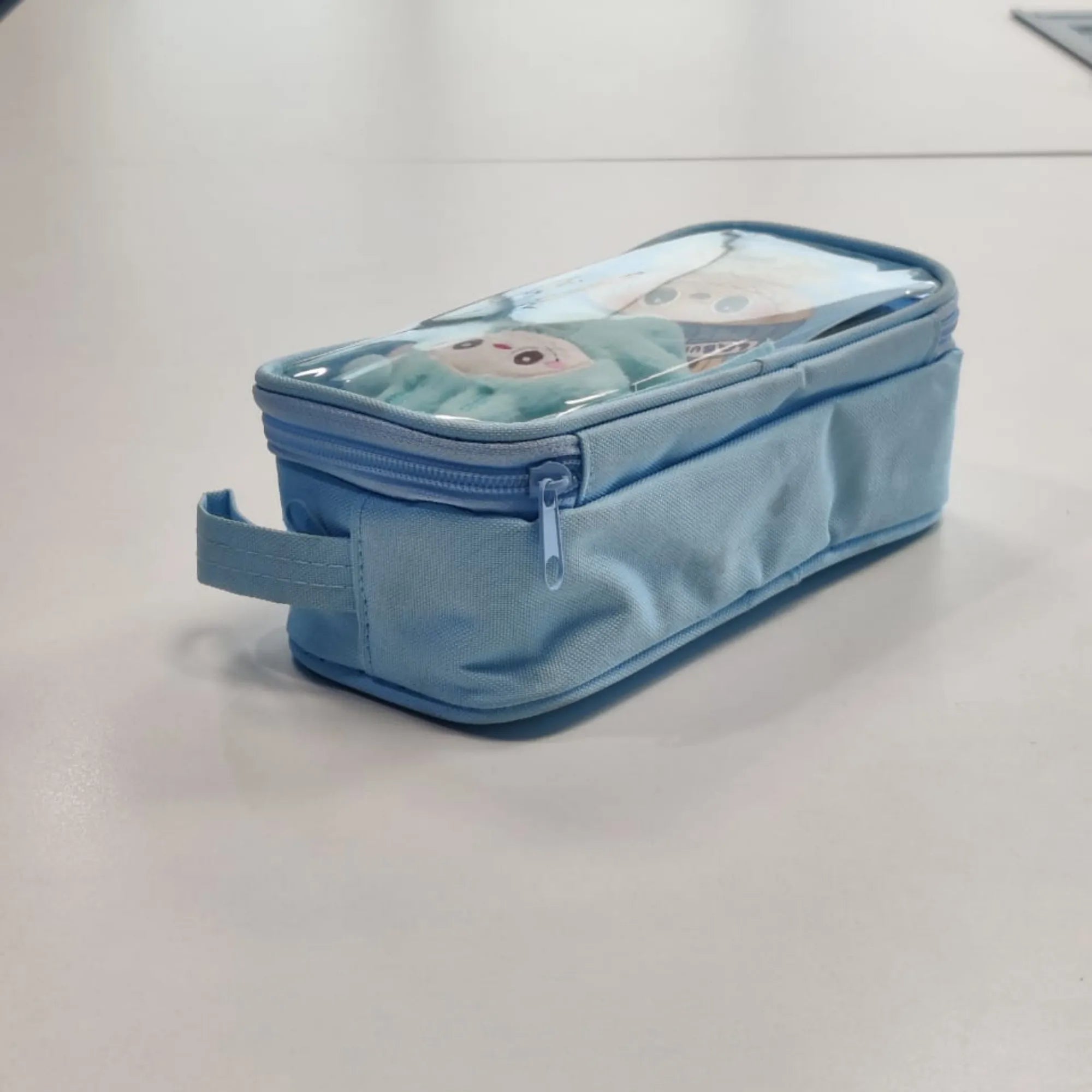 Labubu Sky Blue Pouch - Cute Aesthetic Stationery Organizer for School Girls & Students