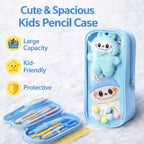 Labubu Sky Blue Pouch - Cute Aesthetic Stationery Organizer for School Girls & Students