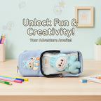 Labubu Sky Blue Pouch - Cute Aesthetic Stationery Organizer for School Girls & Students