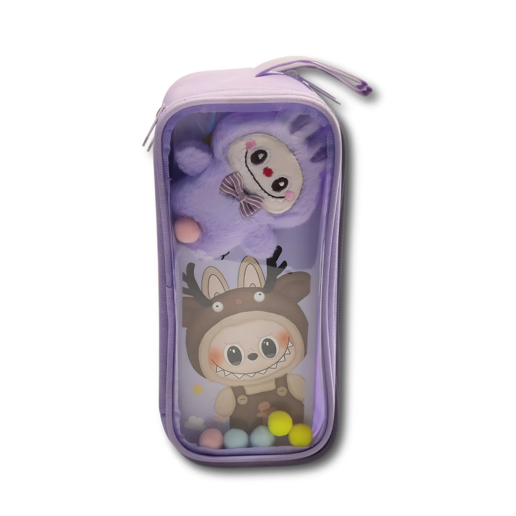 Labubu Purple Pouch - Cute Aesthetic Stationery Organizer for School Girls