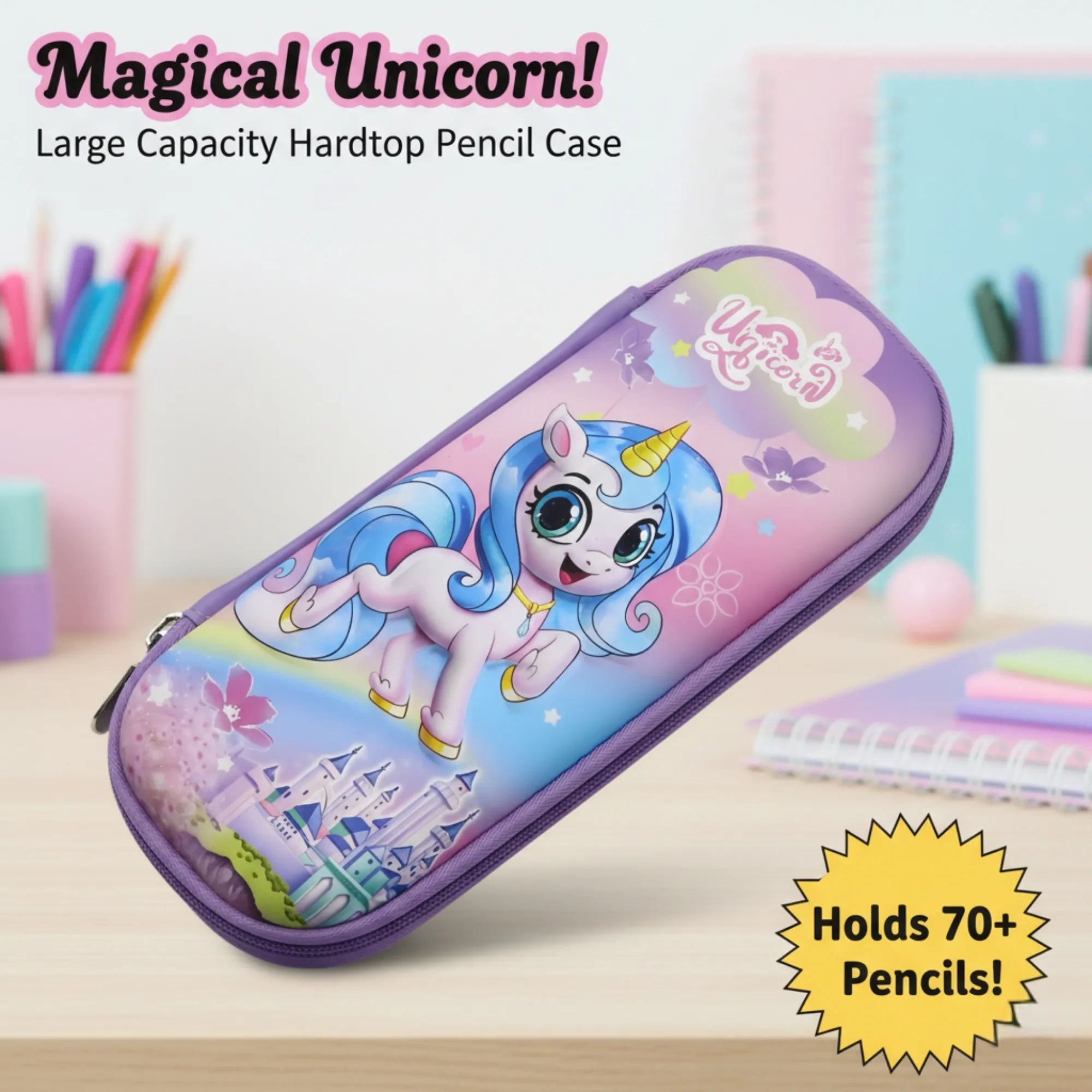 Unicorn Pouch | Cute Aesthetic Pencil Pouch | Stationery Box for School & Girls Secondary image