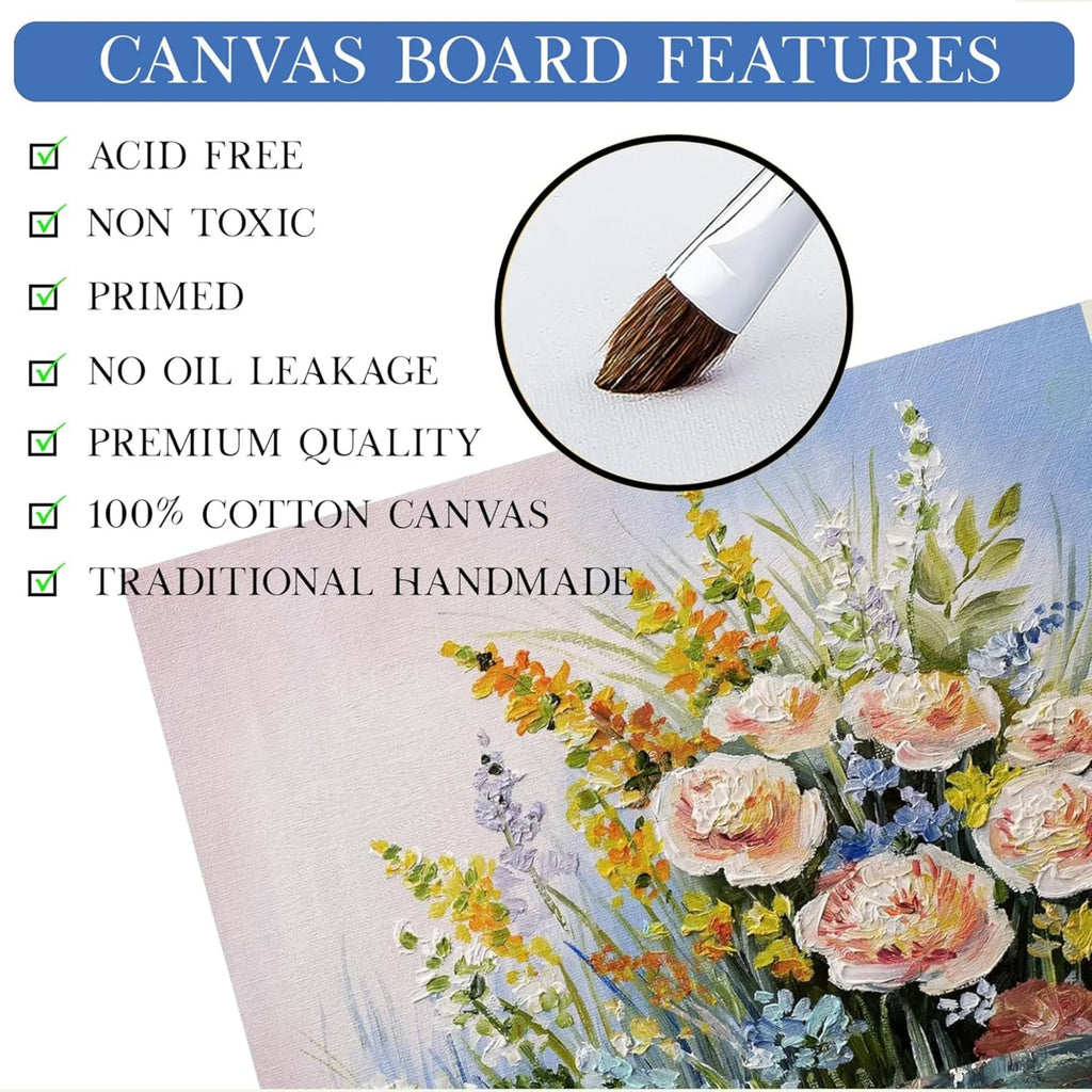 Roy Fine Art Stretched Canvas, 24*24CM | Canvas Board Set | Professional Acrylic Painting